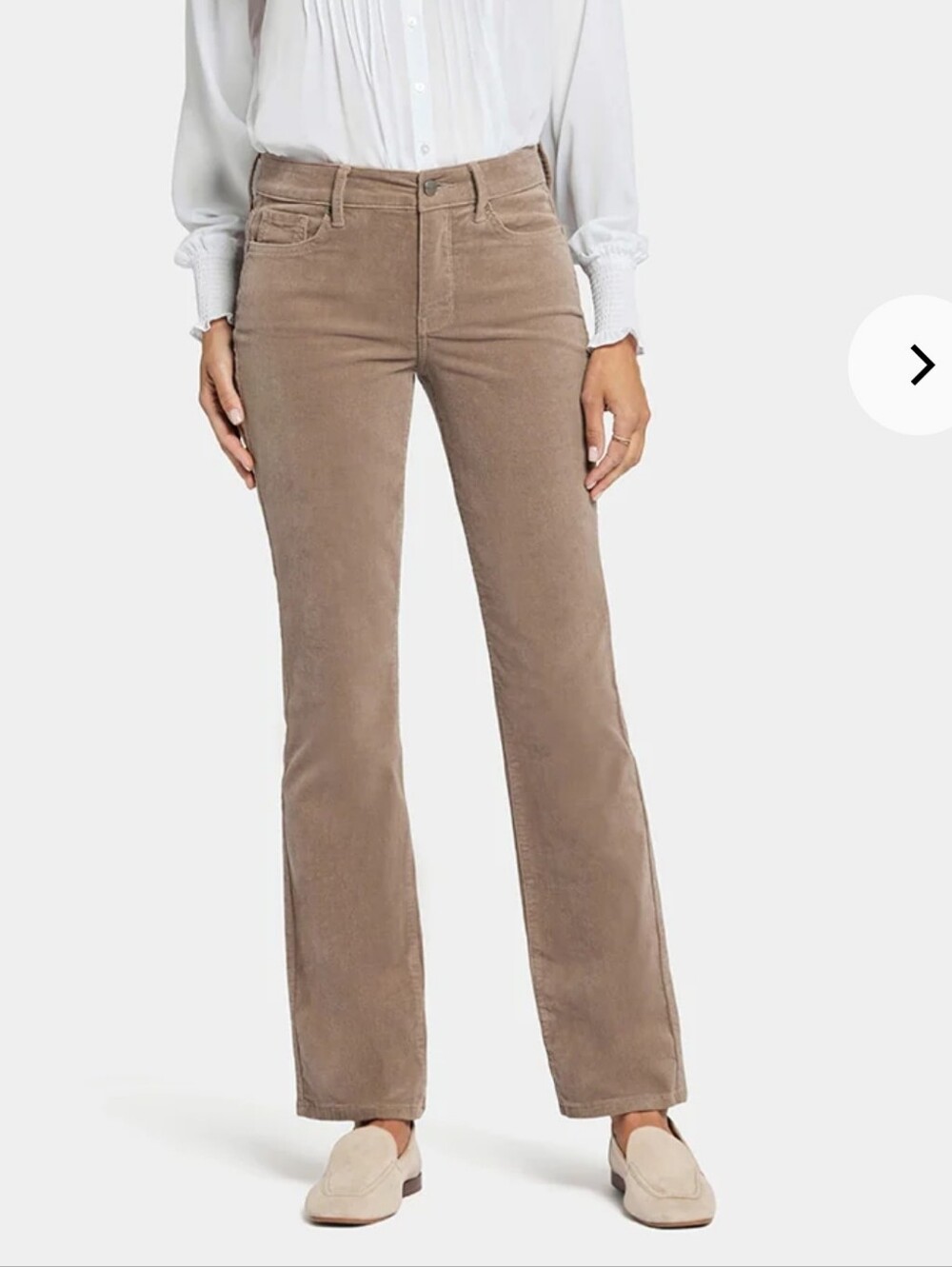 NYDJ Marilyn Straight Corduroy Taupe Saddlewood Fall Neutral Beige Retro 12
